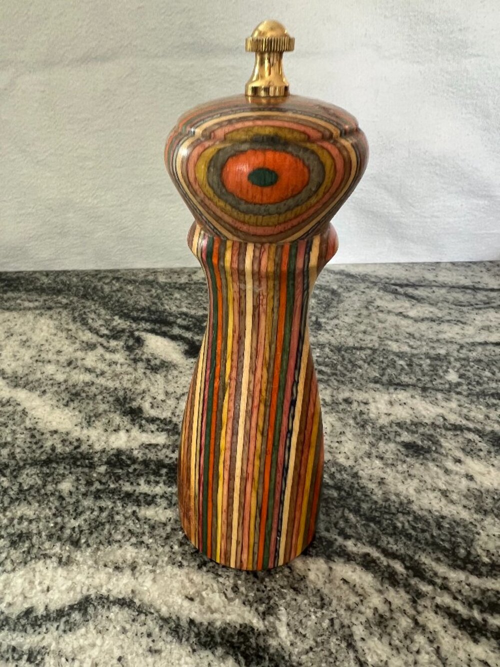 VINTAGE Pepper Mill by Mr.‎ Dudley. Rainbow striped wood design